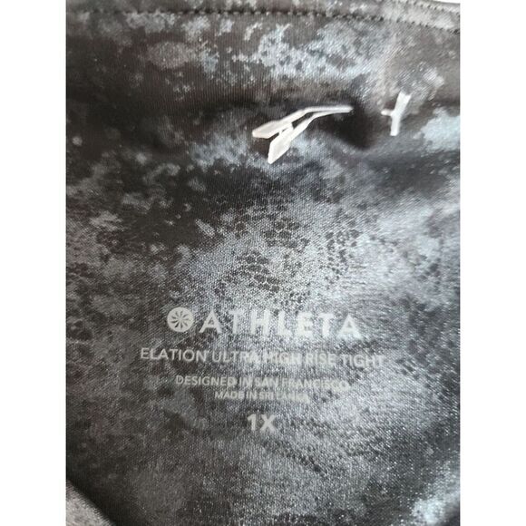 Athleta Women Metallic Black "Elation Ultra High Rise" Athletic Leggings size 1X - Picture 5 of 8